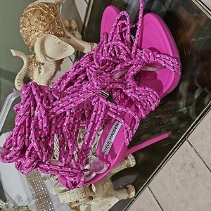 NWT! STEVE MADDEN HOT PINK STRAPPY STILETTO SANDALS